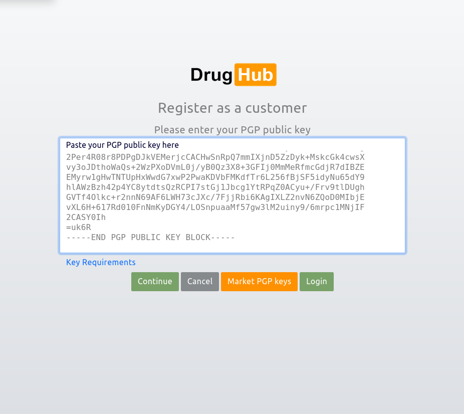 DrugHub Market Registration Window Secure Account Creation